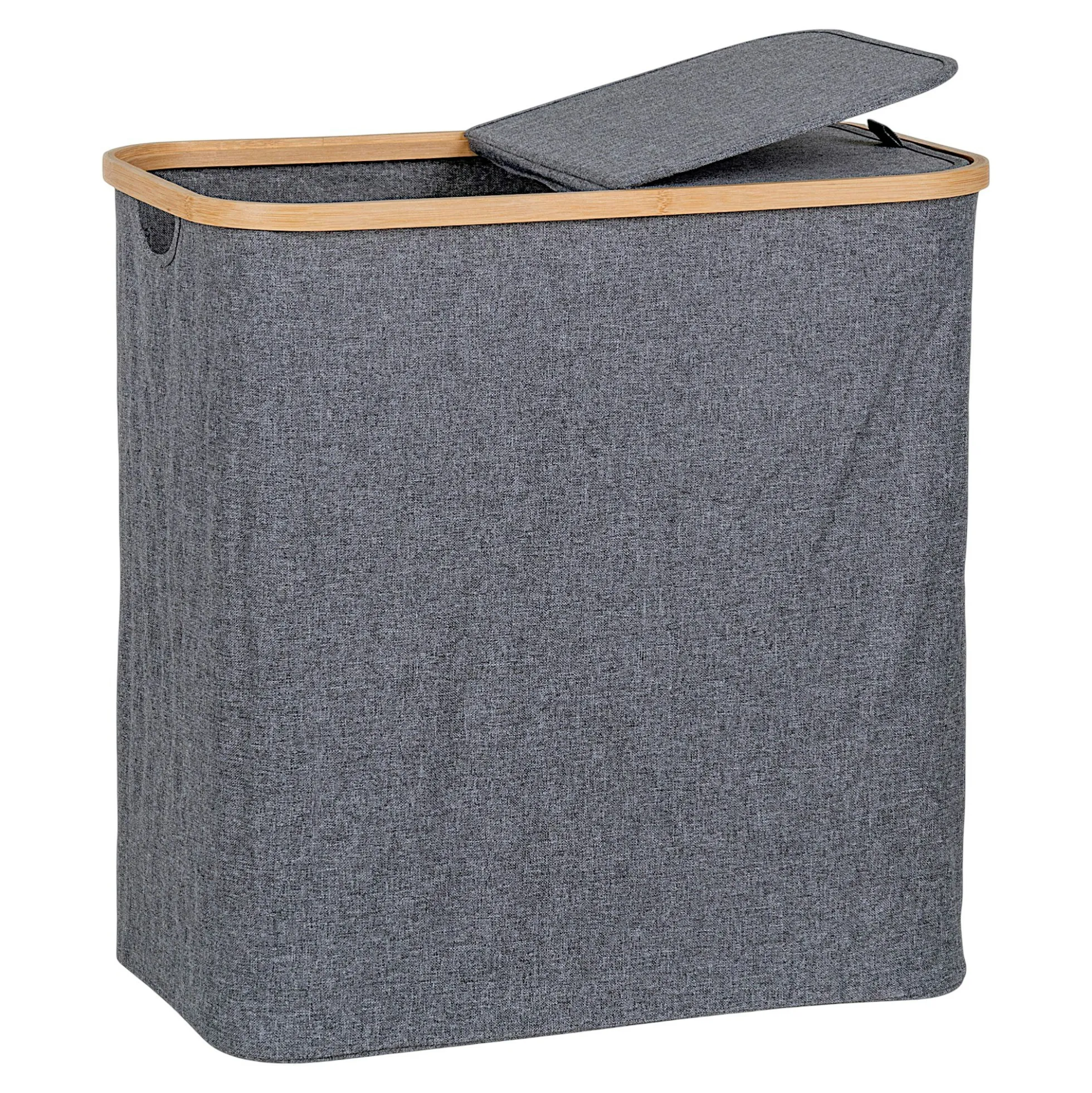 Panier à linge gris avec couvercle
