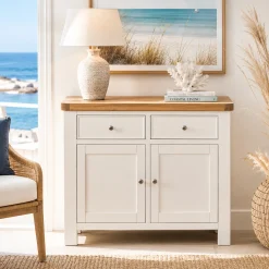 Petit buffet blanc 2 portes style bord de mer VELIA