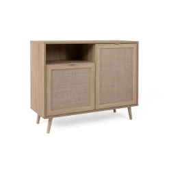 Petit buffet bohème 2 portes effet rotin SONA
