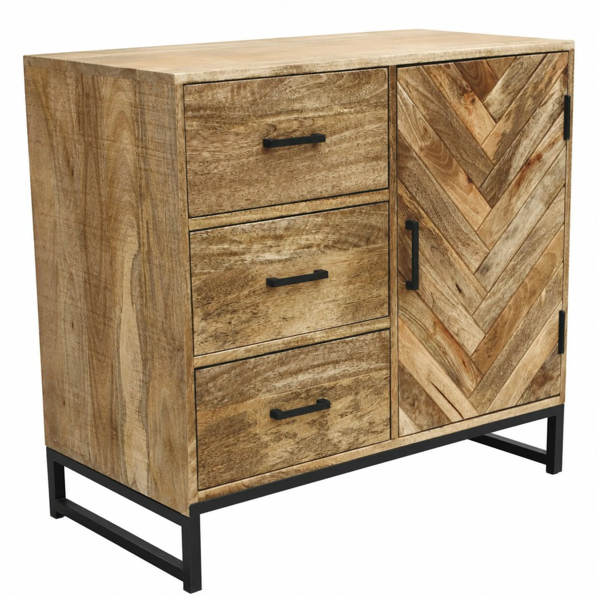 Petit buffet bois de manguier 1 porte 3 tiroirs BRIX
