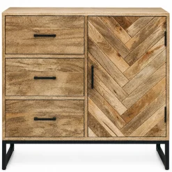 Petit buffet bois de manguier 1 porte 3 tiroirs BRIX