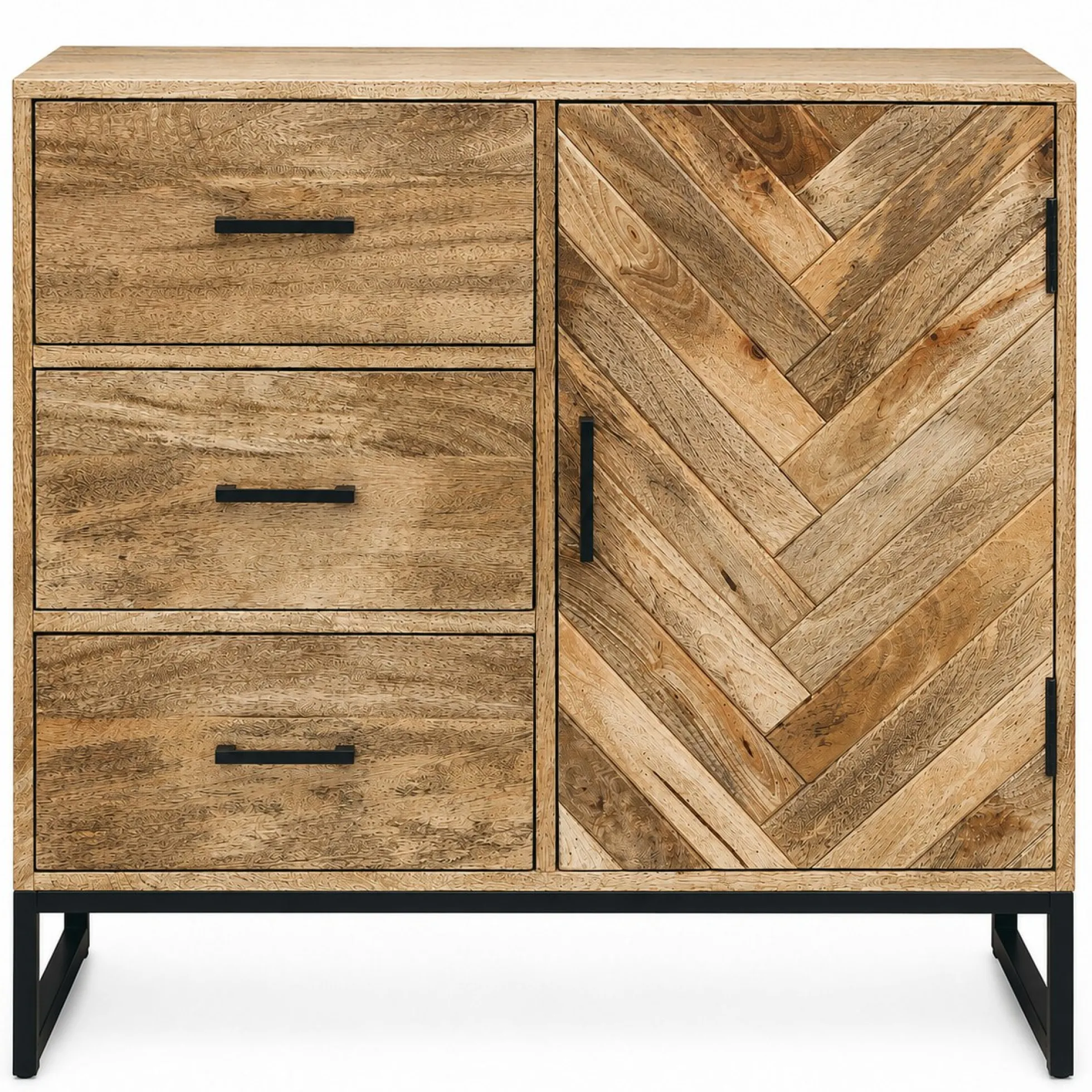 Petit buffet bois de manguier 1 porte 3 tiroirs BRIX