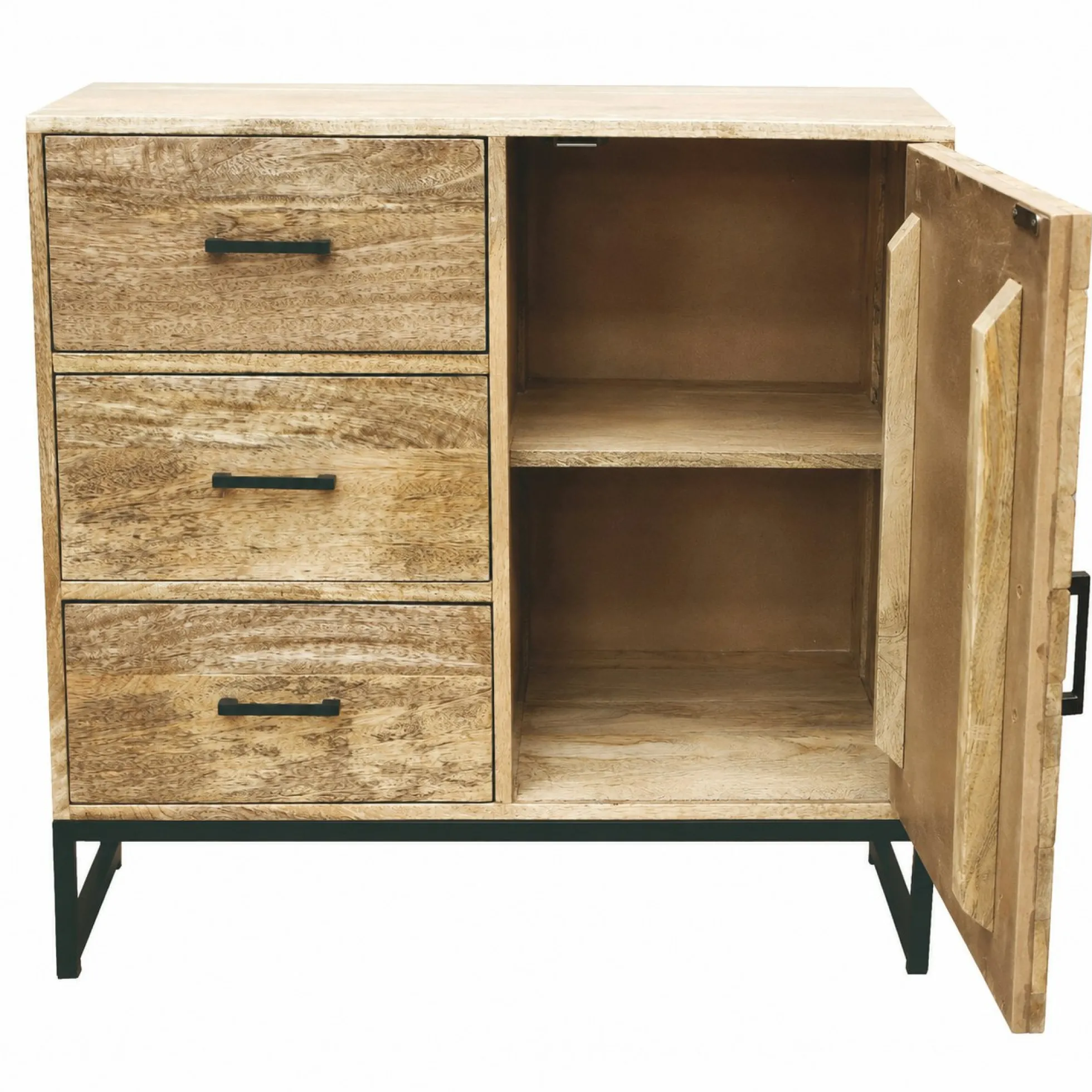 Petit buffet bois de manguier 1 porte 3 tiroirs BRIX