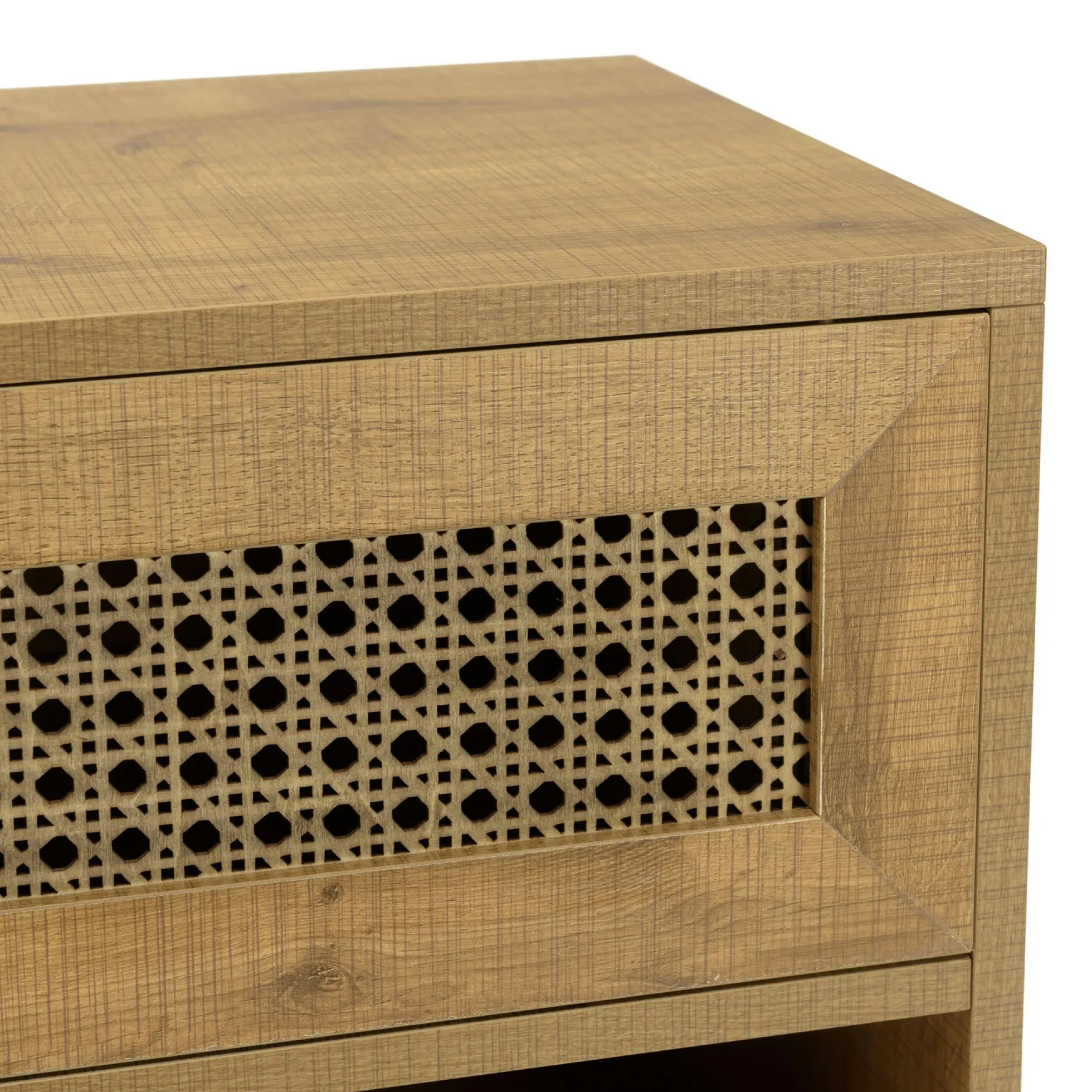 Petit buffet bois effet cannage 2 portes coulissantes ALCUDIA