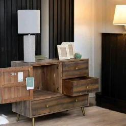 Petit buffet bois recyclé piètement effet laiton vieilli ADÉLAÏDE