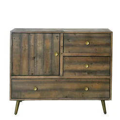 Petit buffet bois recyclé piètement effet laiton vieilli ADÉLAÏDE