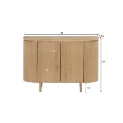 Petit buffet design en chêne clair 2 portes LOREN