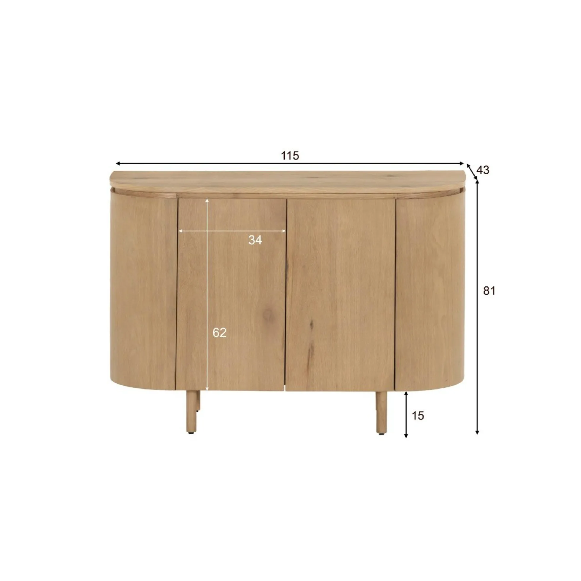 Petit buffet design en chêne clair 2 portes LOREN