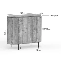 Petit buffet gris en bois rainuré 2 portes CALERO