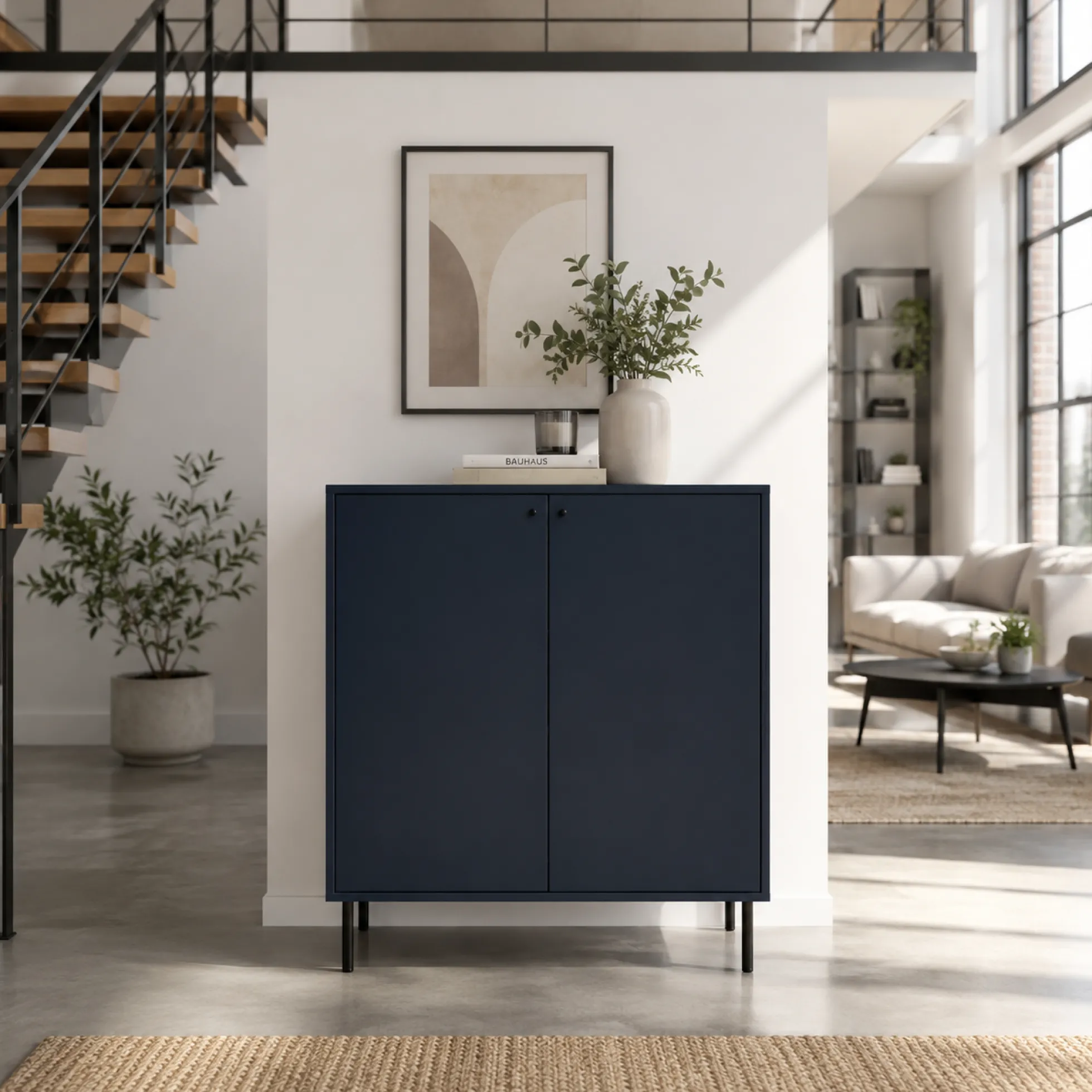 Petit buffet moderne bleu sombre 2 portes RAVEN
