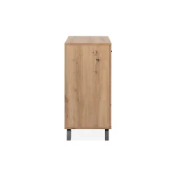Petit buffet moderne 1 porte noire rainurée ALVA