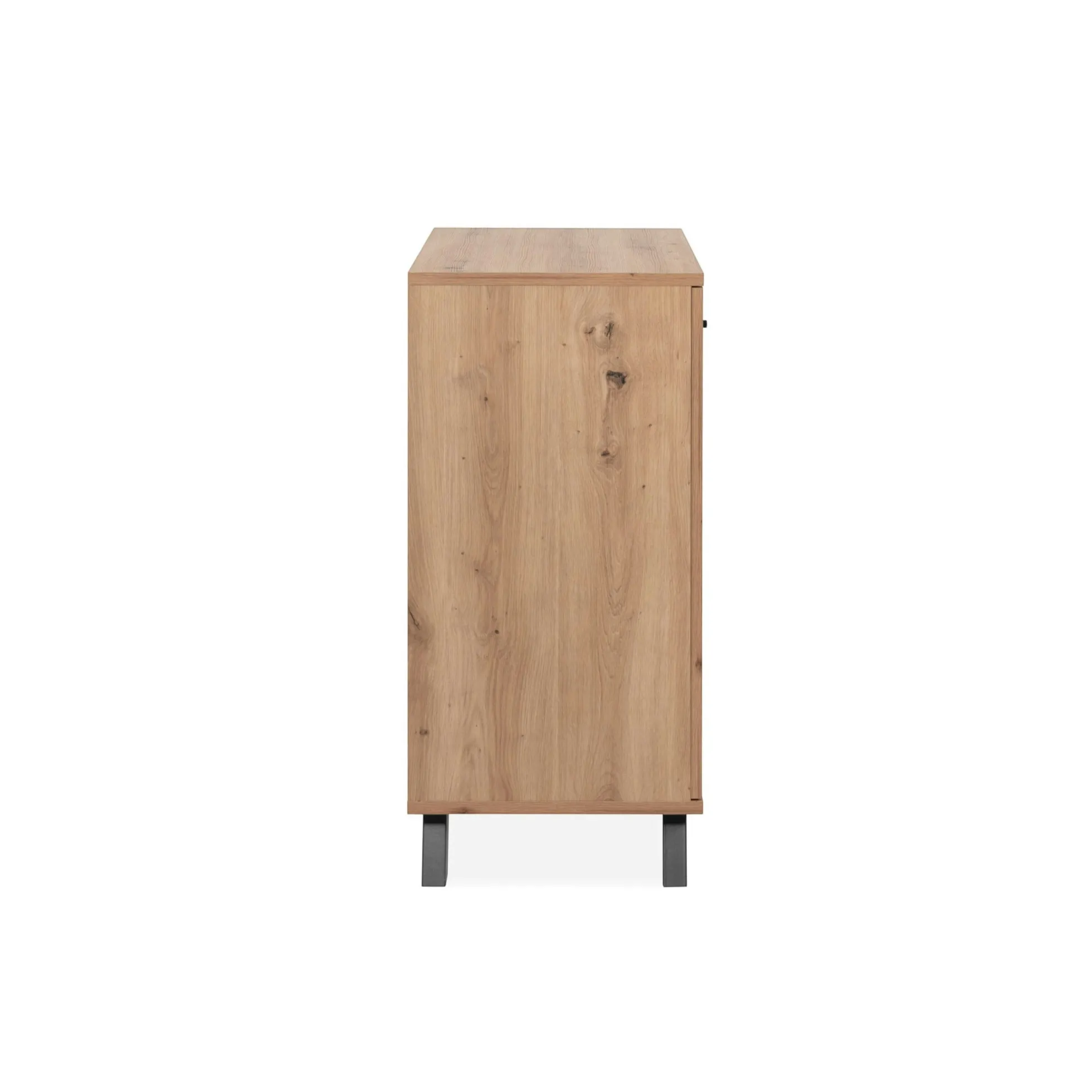 Petit buffet moderne 1 porte noire rainurée ALVA