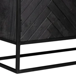 Petit buffet noir en bois de manguier 2 portes ALVERA