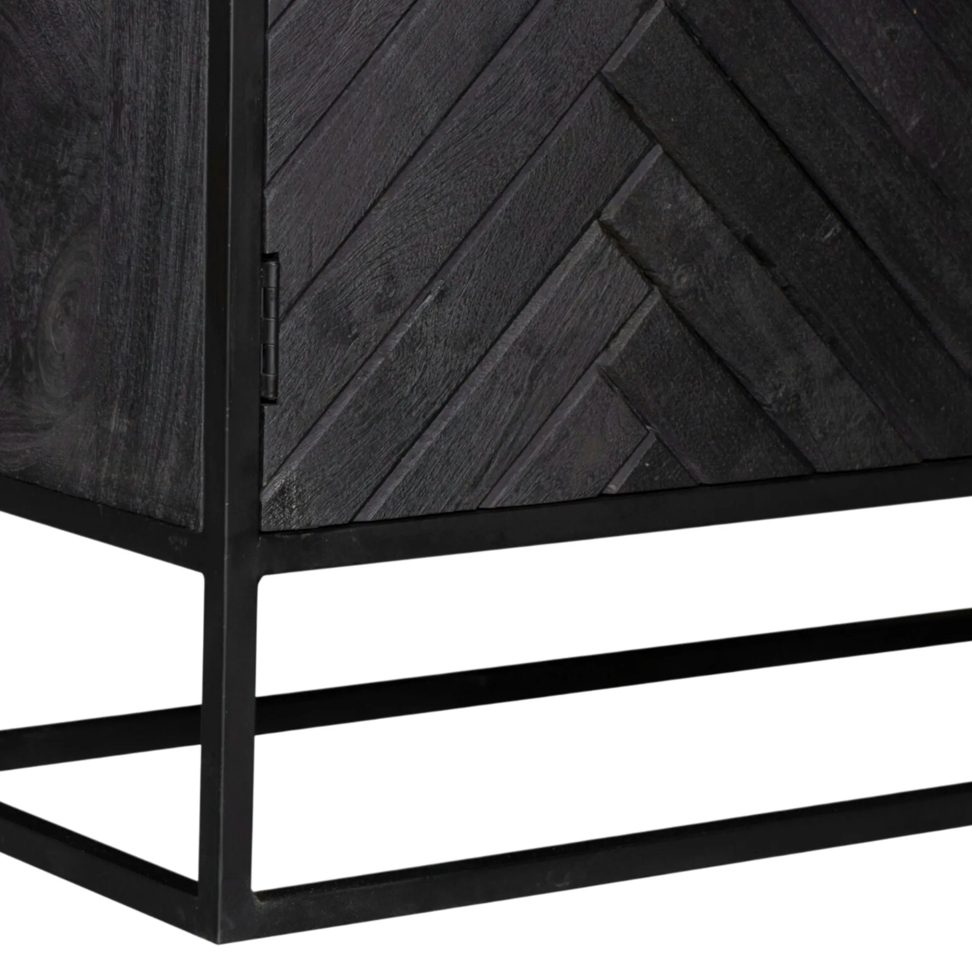 Petit buffet noir en bois de manguier 2 portes ALVERA