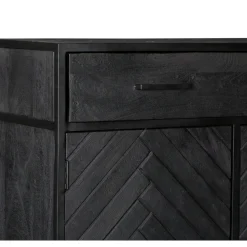 Petit buffet noir en bois de manguier 2 portes ALVERA