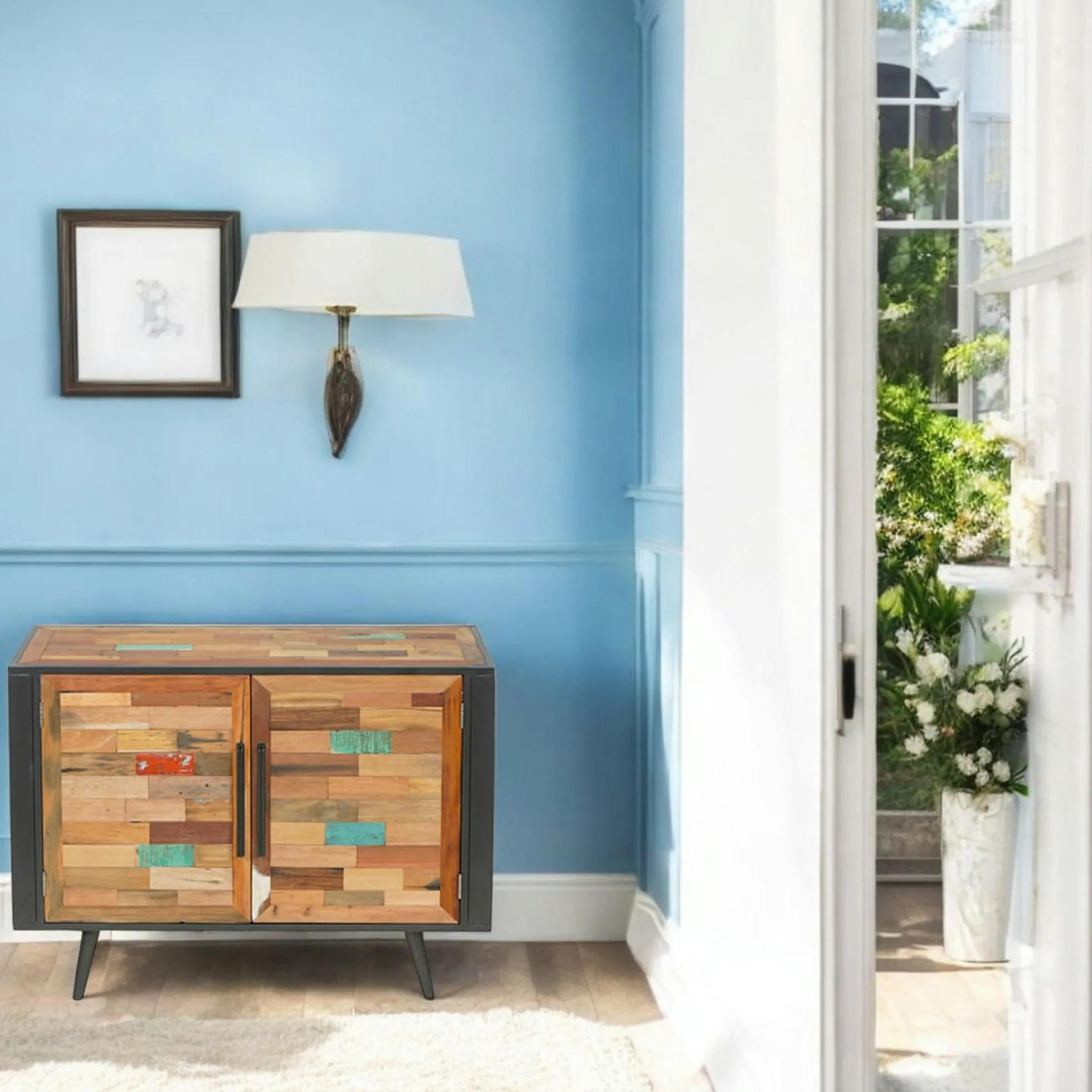 Petit buffet 2 portes bois recyclé DRAKKAR