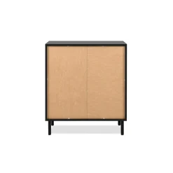 Petit buffet 2 portes design noir et décor bois NOREN
