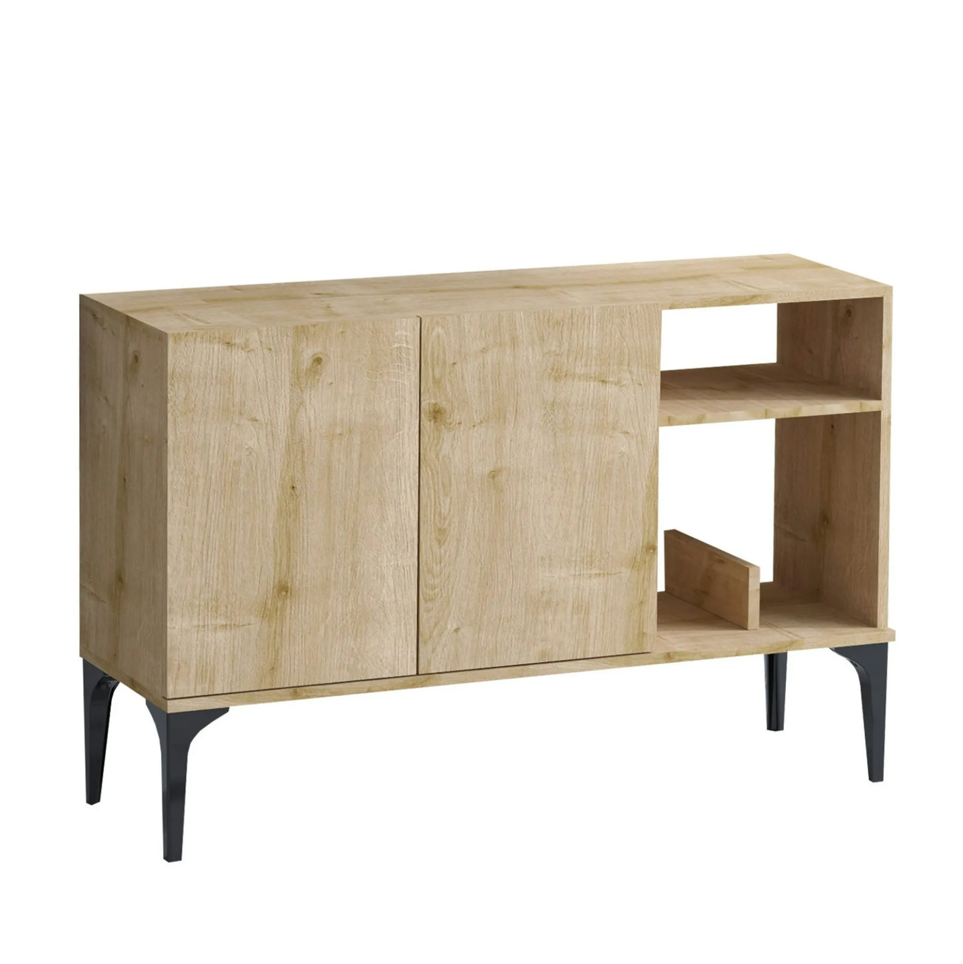 Petit buffet 2 portes effet chêne - avec niches JENA