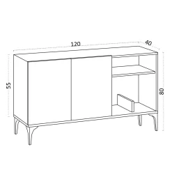 Petit buffet 2 portes effet chêne - avec niches JENA
