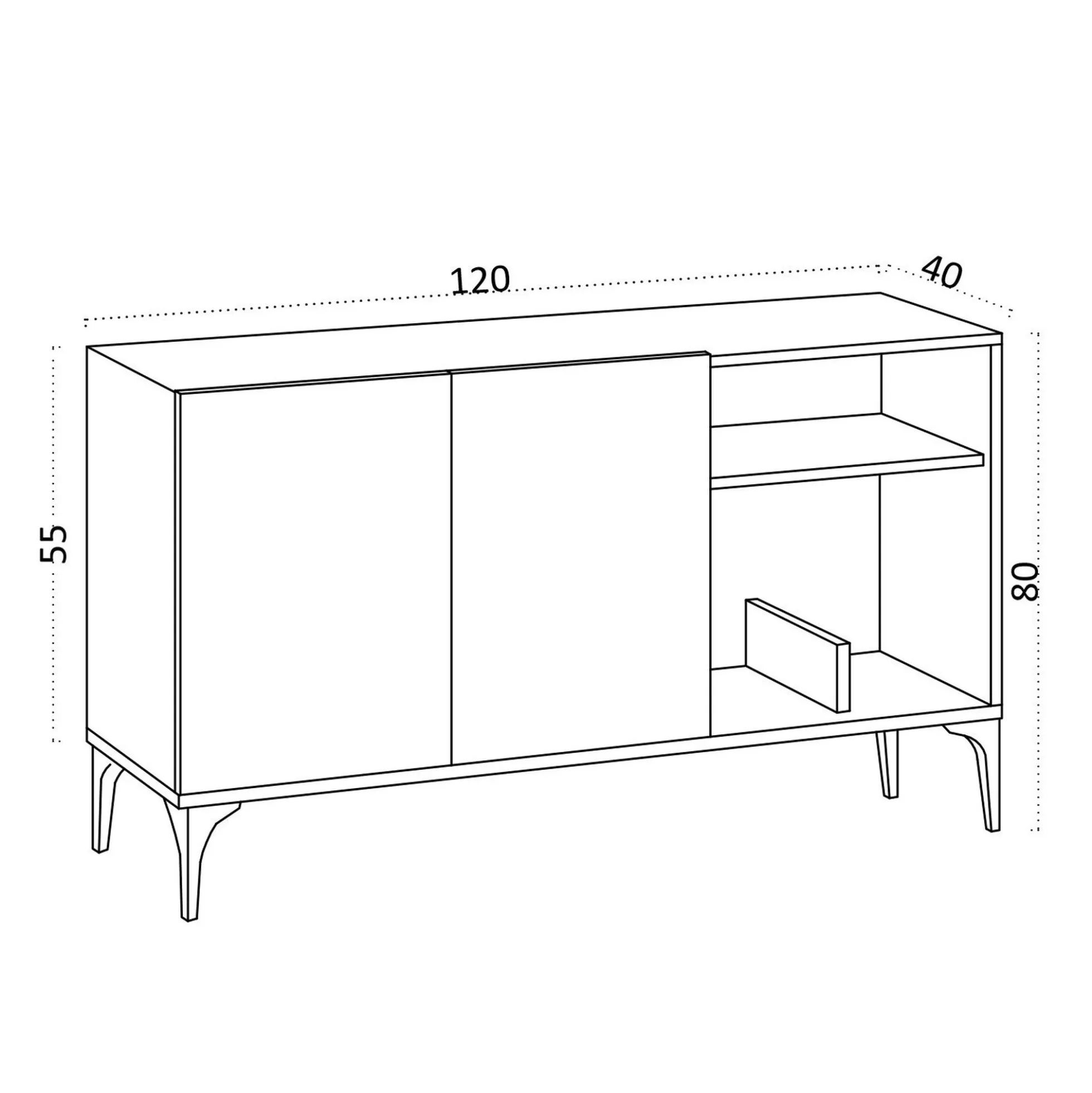 Petit buffet 2 portes effet chêne - avec niches JENA
