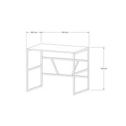 Petit bureau moderne noir avec plateau effet chêne clair JENA