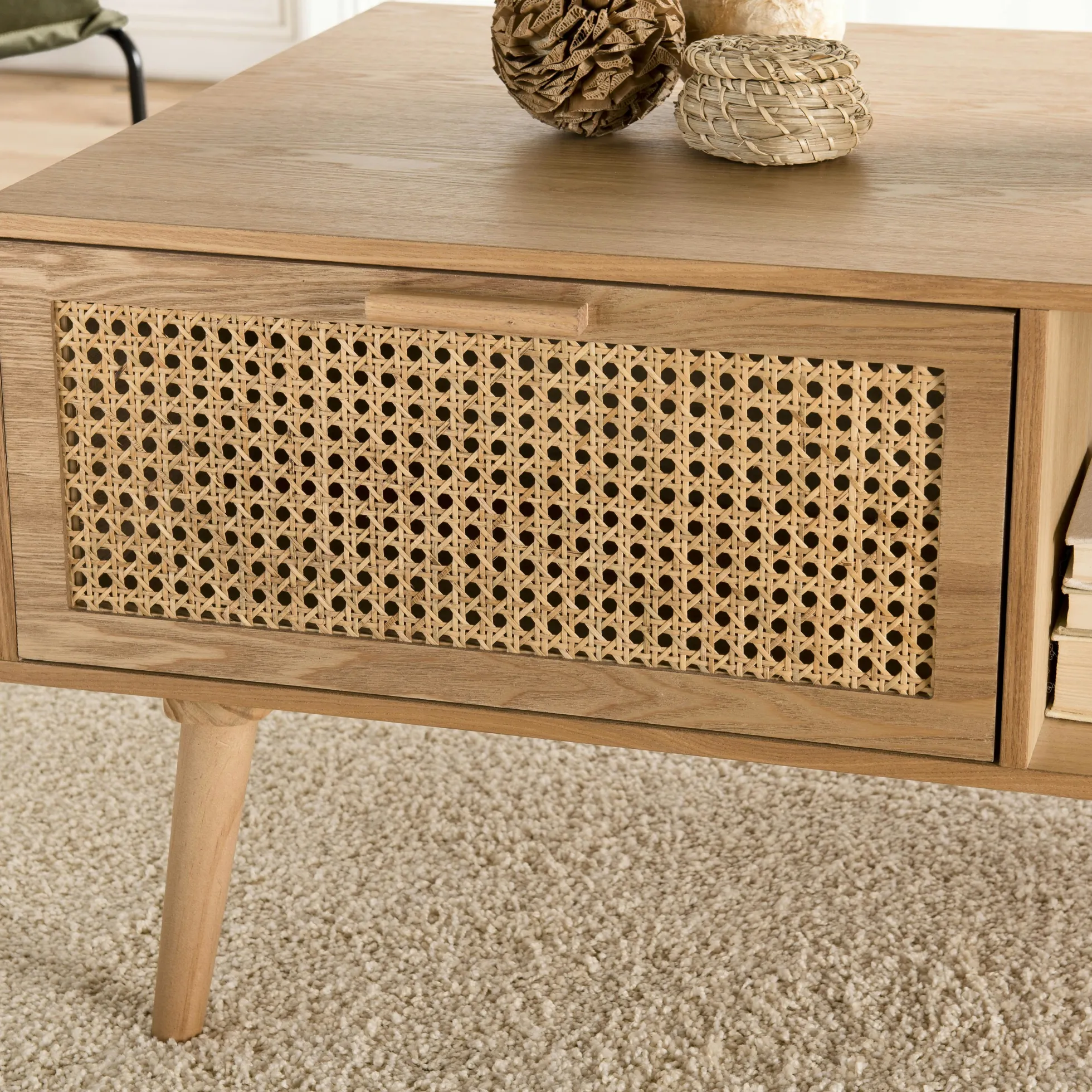 Petite table basse avec cannage ALGA