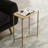 Petite table bois rectangulaire - structure métal doré JENA