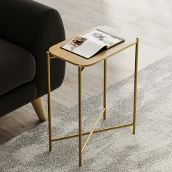 Petite table bois rectangulaire - structure métal doré JENA