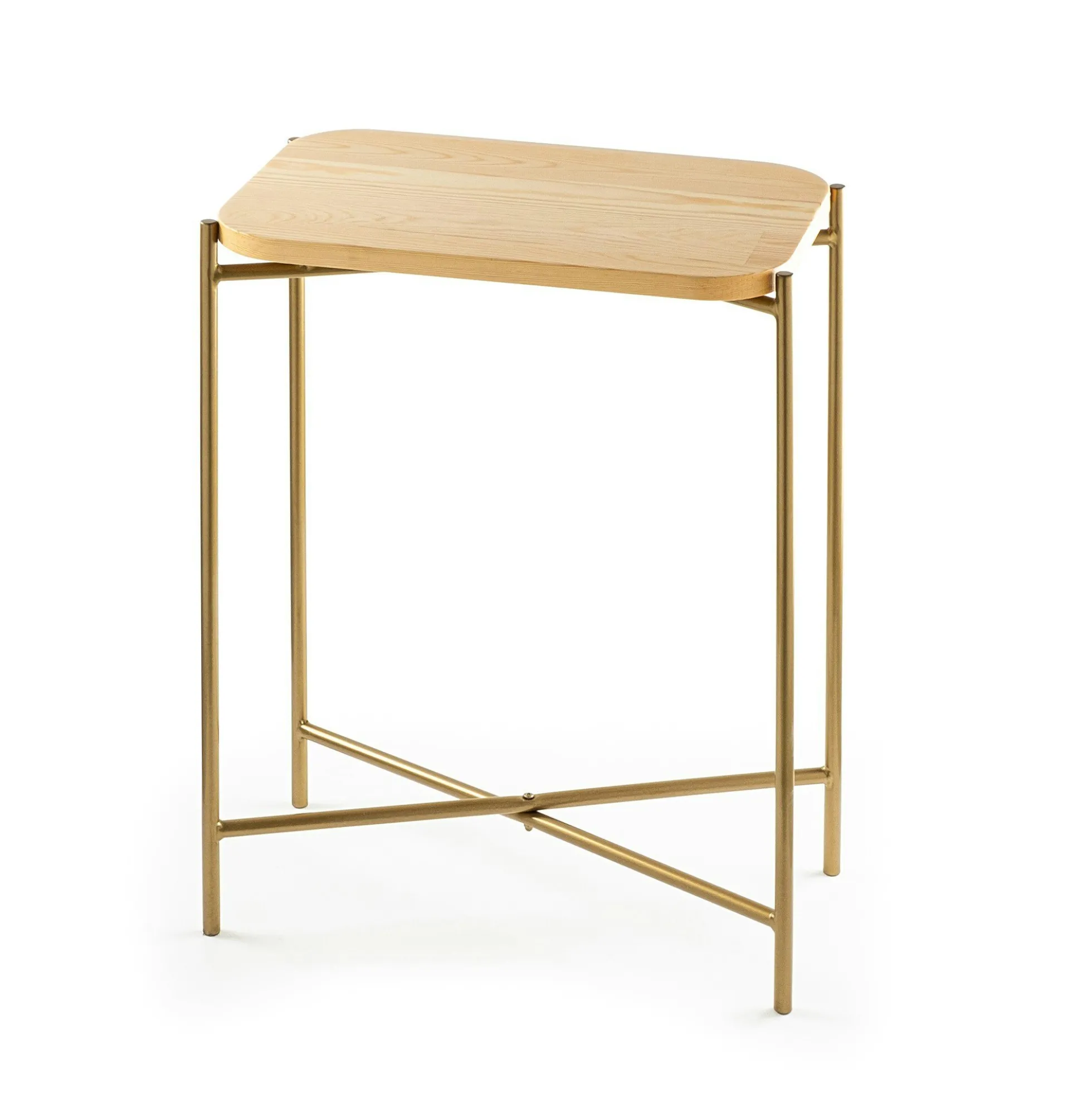 Petite table bois rectangulaire - structure métal doré JENA