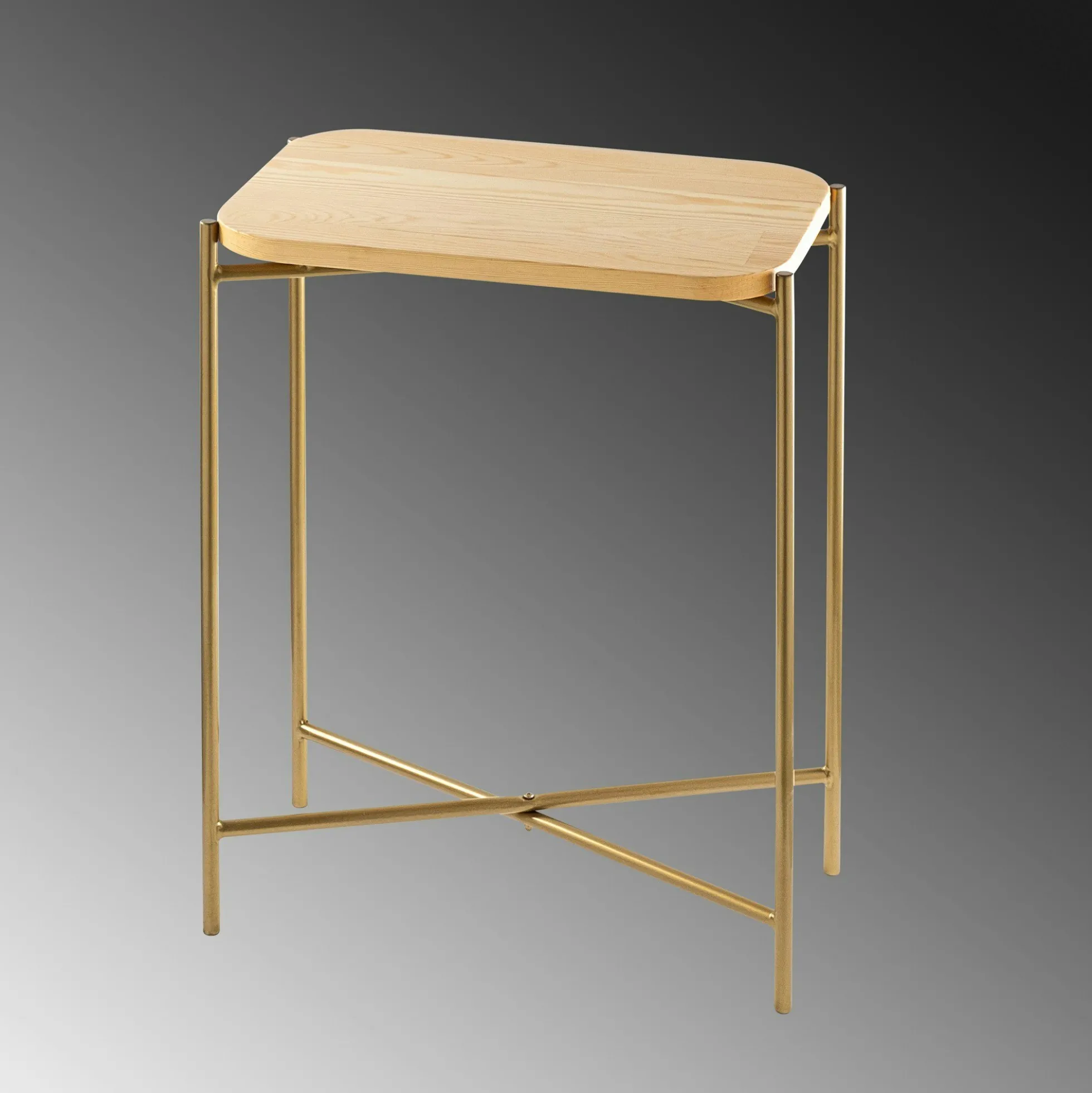 Petite table bois rectangulaire - structure métal doré JENA