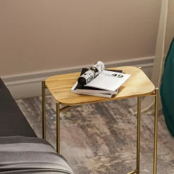 Petite table bois rectangulaire - structure métal doré JENA