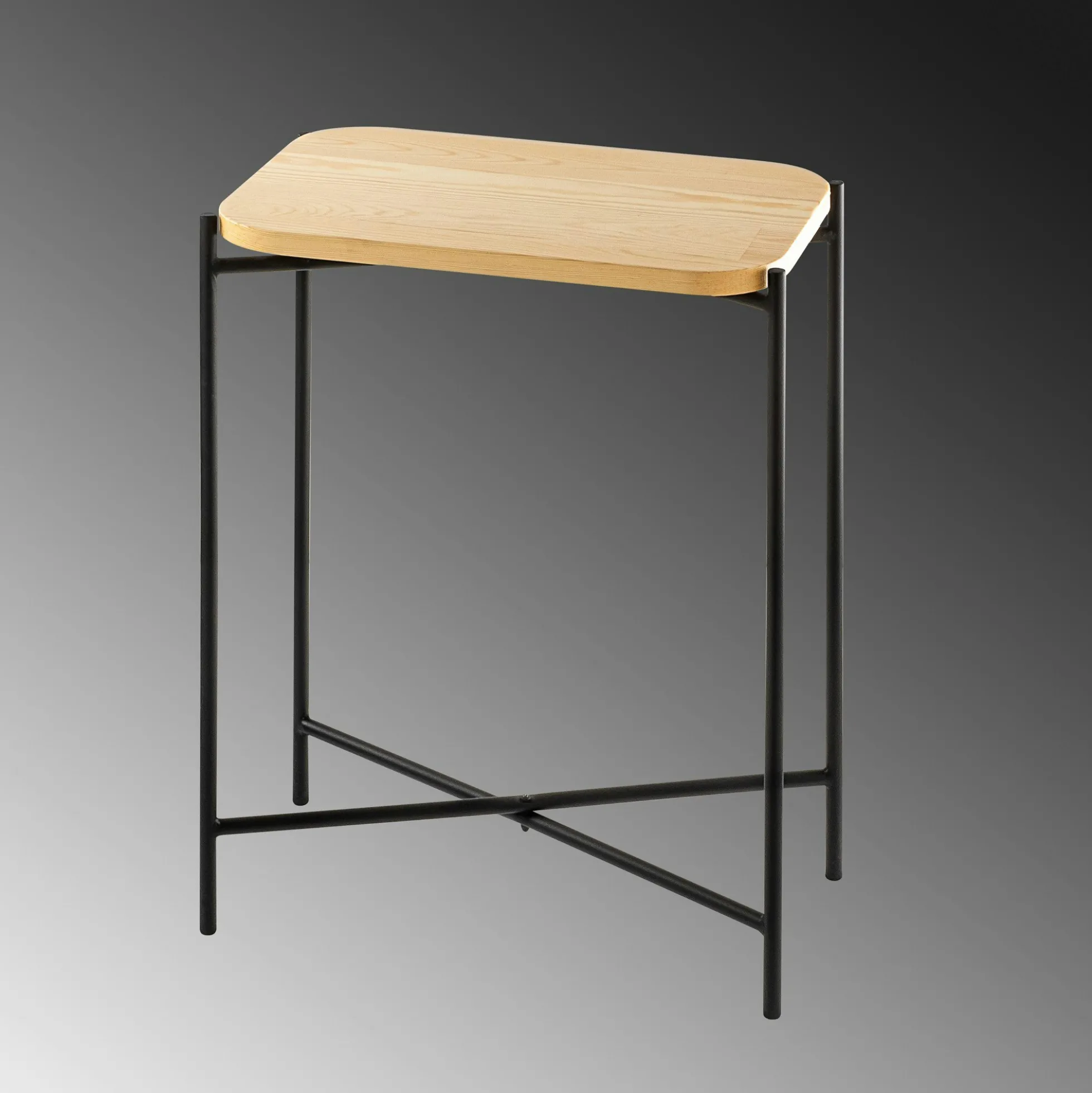 Petite table bois rectangulaire - structure métal noir JENA