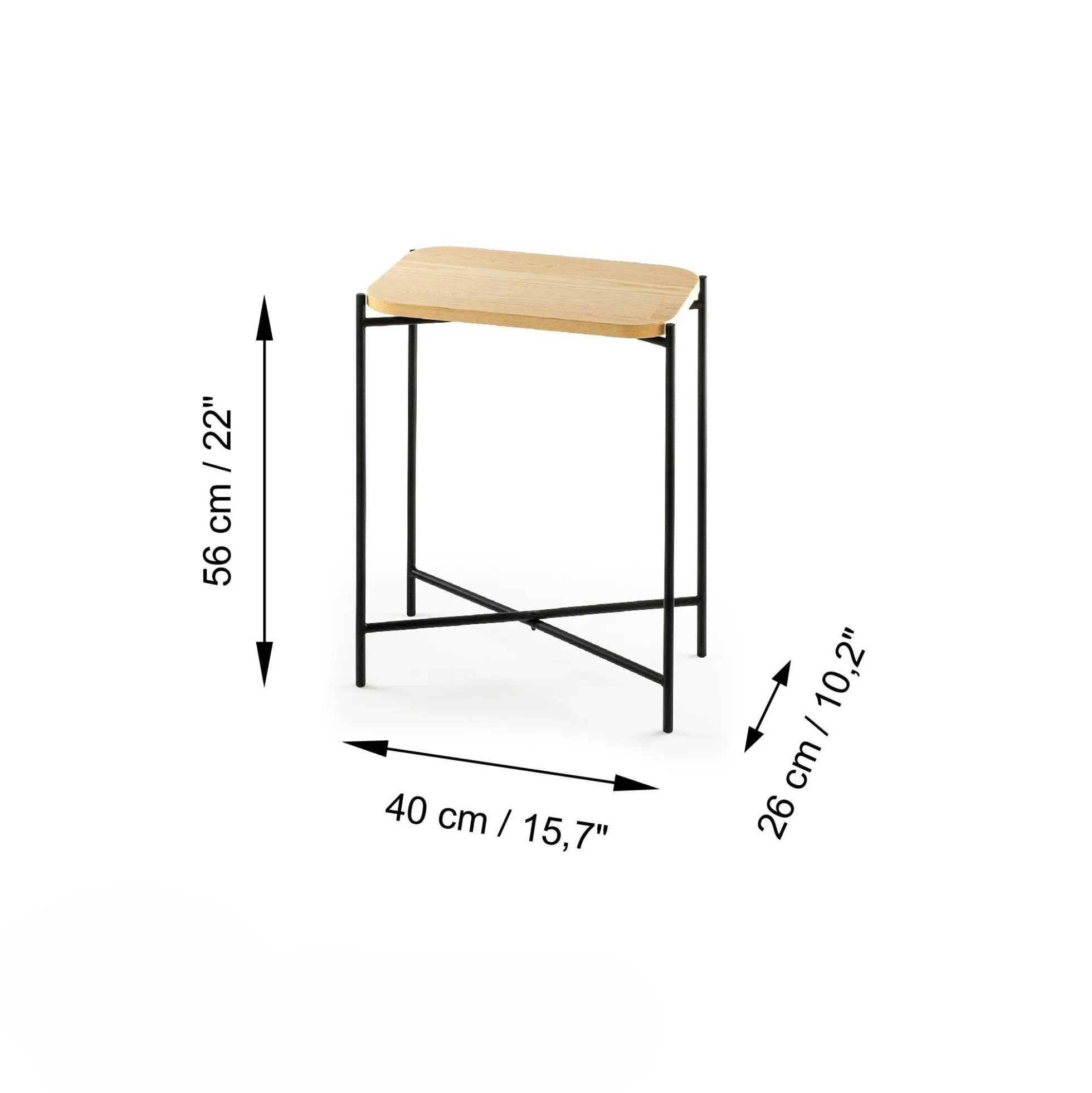 Petite table bois rectangulaire - structure métal noir JENA