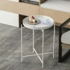 Petite table d'appoint blanche - structure ronde, métal SFAX