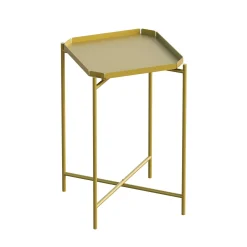 Petite table d’appoint dorée carrée, pieds croisés SFAX