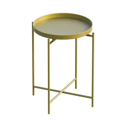 Petite table d'appoint dorée - structure ronde, métal SFAX