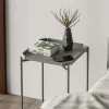 Petite table d’appoint grise carrée, pieds croisés SFAX