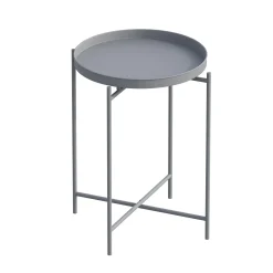 Petite table d'appoint grise - structure ronde, métal SFAX