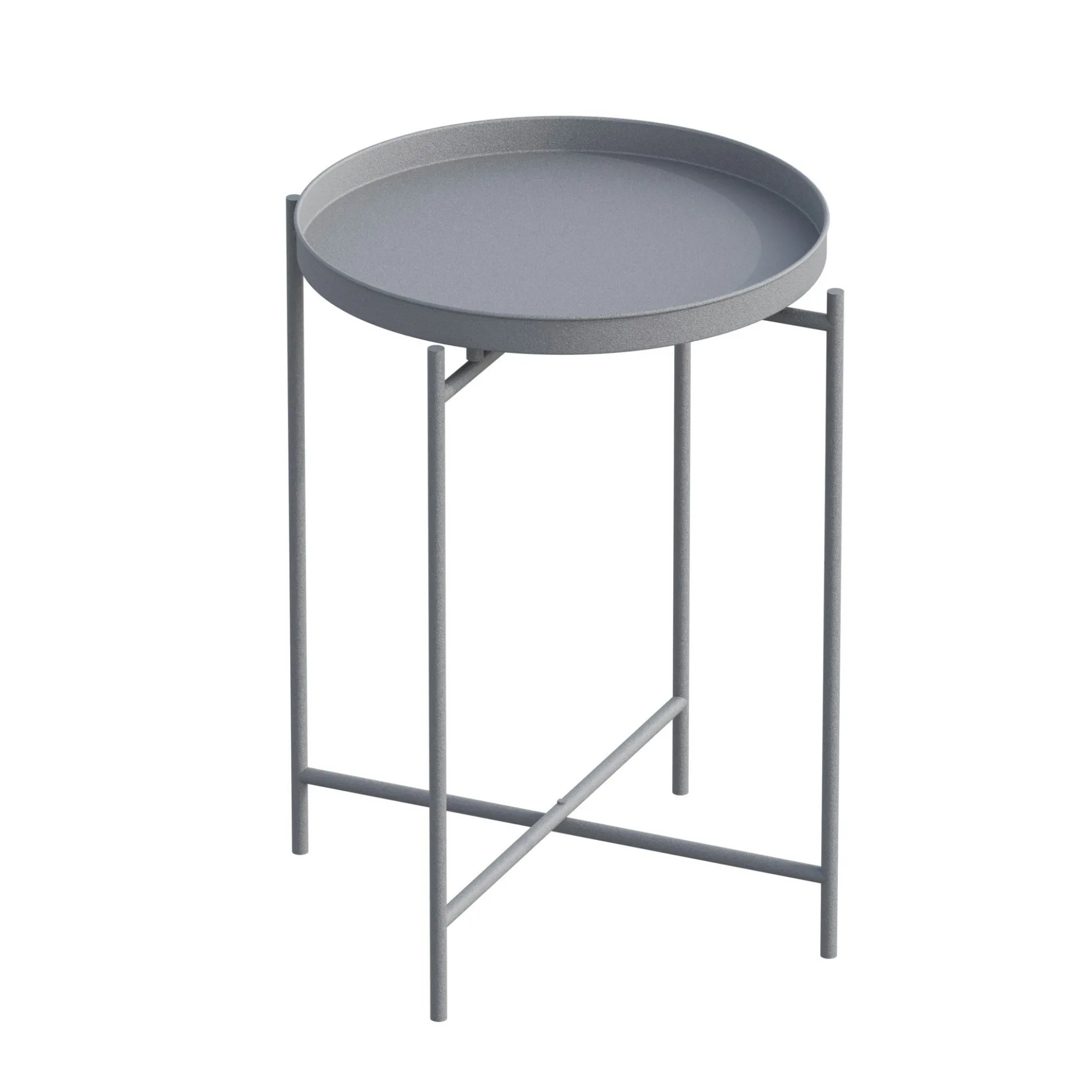 Petite table d'appoint grise - structure ronde, métal SFAX