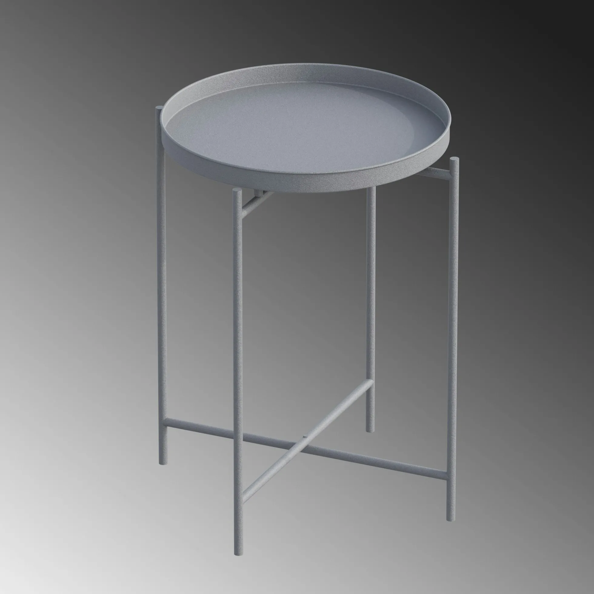 Petite table d'appoint grise - structure ronde, métal SFAX