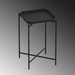 Petite table d’appoint noire carrée, pieds croisés SFAX