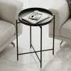 Petite table d’appoint noire - structure ronde, métal SFAX