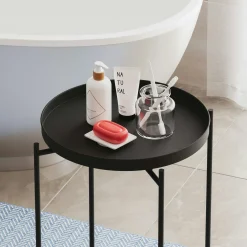 Petite table d’appoint noire - structure ronde, métal SFAX