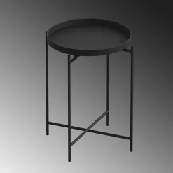 Petite table d’appoint noire - structure ronde, métal SFAX