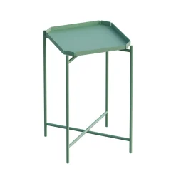 Petite table d’appoint verte carrée, pieds croisés SFAX