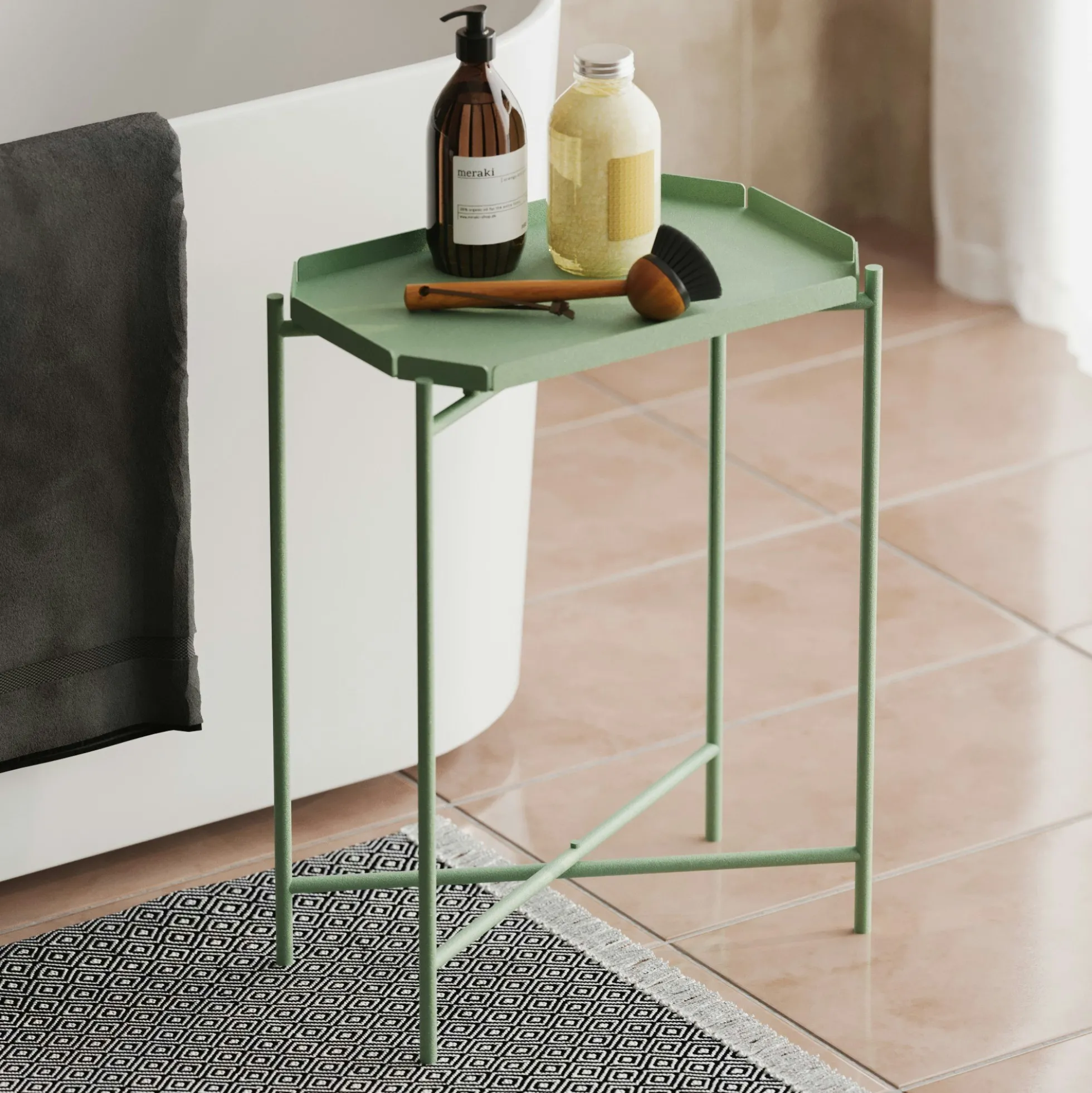 Petite table d’appoint verte, plateau rectangulaire SFAX