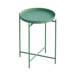Petite table d'appoint verte - structure ronde, métal SFAX