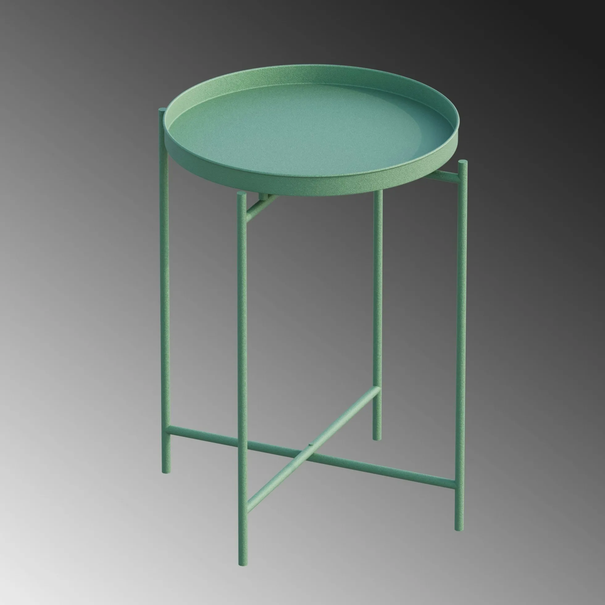 Petite table d'appoint verte - structure ronde, métal SFAX