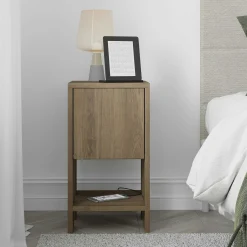Petite table de chevet décor bois foncé avec rangement MARFA