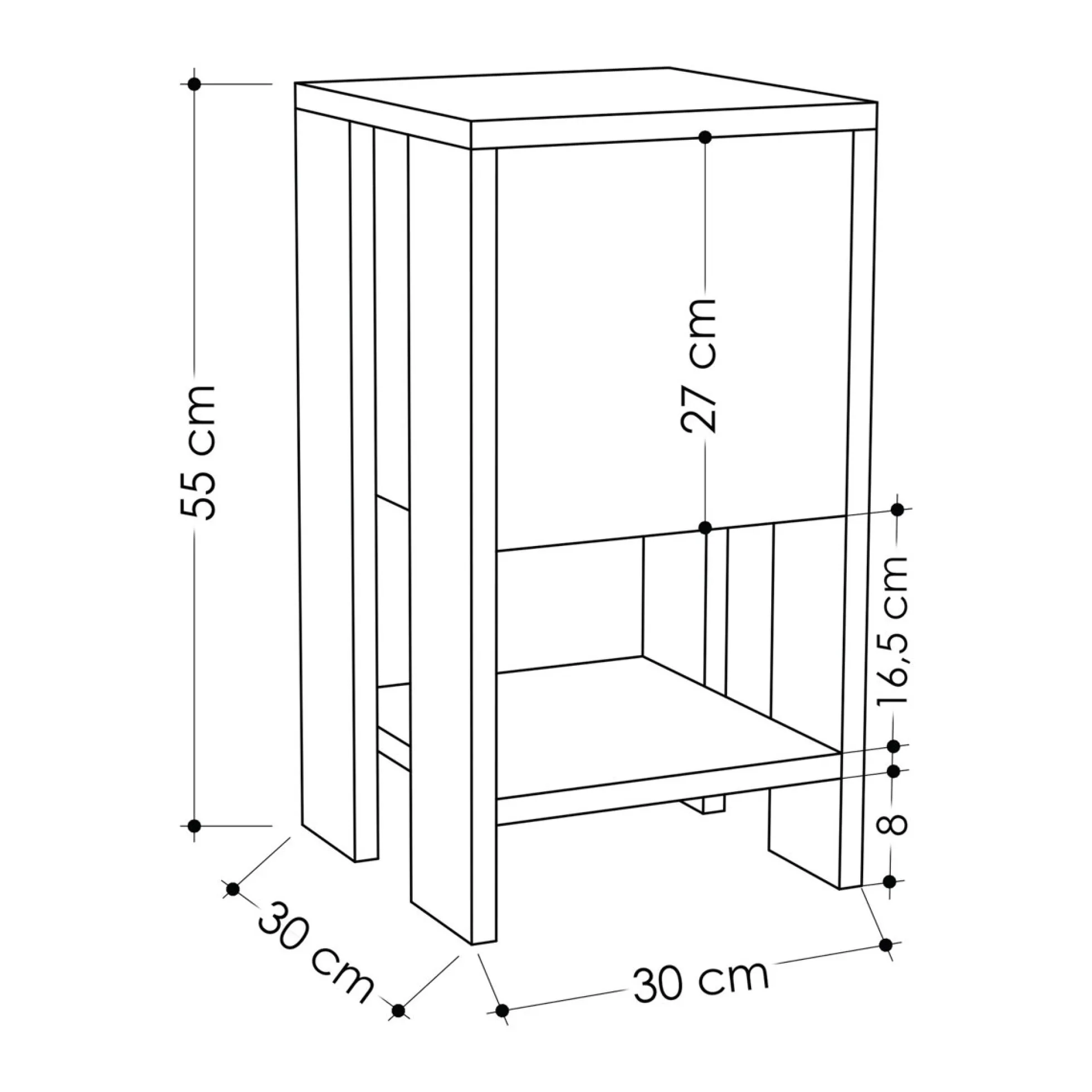 Petite table de chevet décor bois porte grise MARFA